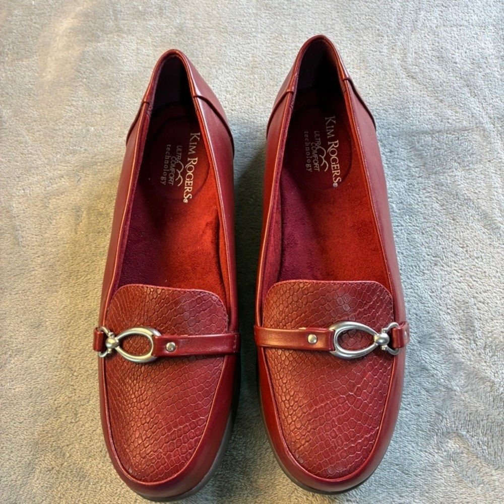Kim Rogers Blayne Size 8.5M Burgundy Red Horsebit Loafers Ultra Comfort Flats - Picture 9 of 16